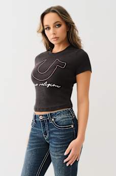 RIBBED CRYSTAL HORSESHOE BABY TEE, image 4