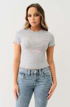 RIBBED CRYSTAL HORSESHOE BABY TEE, image 2