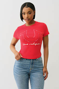 RIBBED CRYSTAL HORSESHOE BABY TEE, image 2