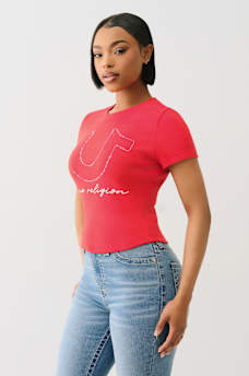 RIBBED CRYSTAL HORSESHOE BABY TEE, image 4
