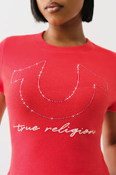 RIBBED CRYSTAL HORSESHOE BABY TEE, image 1