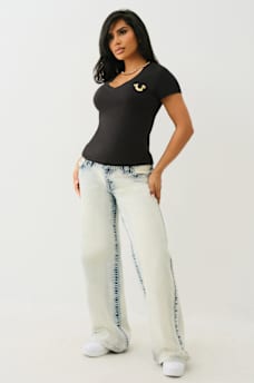 CRYSTAL OUTLINE V NECK TEE, image 4