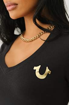 CRYSTAL OUTLINE V NECK TEE, image 6
