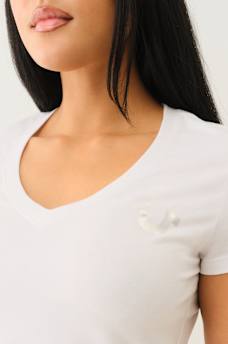 CRYSTAL OUTLINE V NECK TEE, image 5