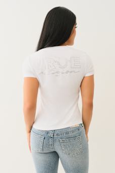 CRYSTAL OUTLINE V NECK TEE, image 6