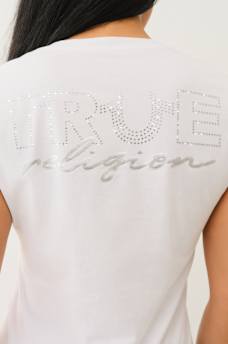CRYSTAL OUTLINE V NECK TEE, image 1