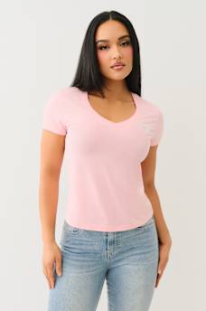 CRYSTAL OUTLINE V NECK TEE, image 2