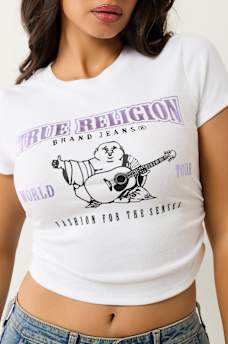 RUCHED METALLIC LOGO BABY TEE, image 1