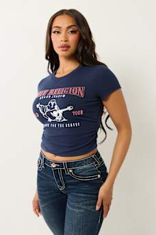 RUCHED METALLIC LOGO BABY TEE, image 4
