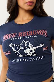RUCHED METALLIC LOGO BABY TEE, image 1