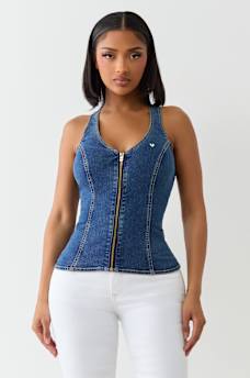 DENIM BUSTIER TOP, image 1