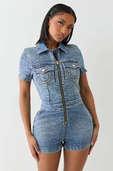 DENIM SHORT ROMPER, image 4