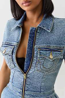 DENIM SHORT ROMPER, image 7