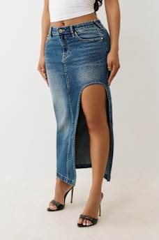 DENIM CUT OUT MAXI SKIRT, image 3