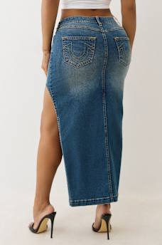 DENIM CUT OUT MAXI SKIRT, image 4
