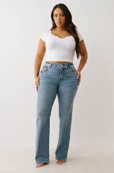 PLUS BILLIE MID RISE STRETCH STRAIGHT JEAN, image 3