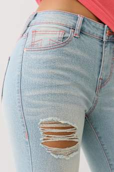 JENNIE DISTRESSED MID RISE CURVY SKINNY JEAN, image 6
