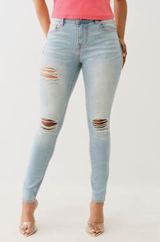 JENNIE DISTRESSED MID RISE CURVY SKINNY JEAN, image 1