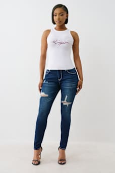 JENNIE MID RISE DISTRESSED CURVY SKINNY JEAN, image 2