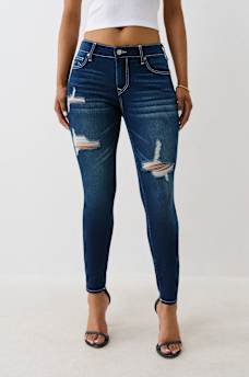 JENNIE MID RISE DISTRESSED CURVY SKINNY JEAN, image 1