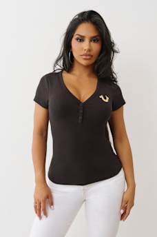 CRYSTAL WINGED HENLEY TEE, image 3