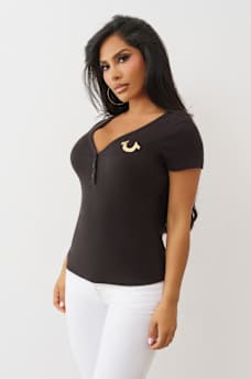 CRYSTAL WINGED HENLEY TEE, image 5