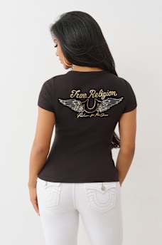 CRYSTAL WINGED HENLEY TEE, image 6