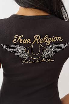 CRYSTAL WINGED HENLEY TEE, image 1