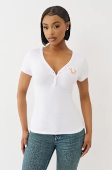 CRYSTAL WINGED HENLEY TEE, image 2