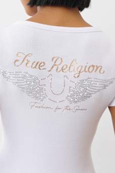 CRYSTAL WINGED HENLEY TEE, image 1