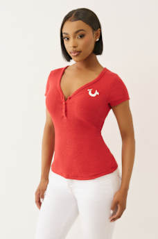 CRYSTAL WINGED HENLEY TEE, image 4