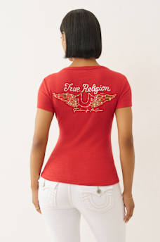 CRYSTAL WINGED HENLEY TEE, image 5