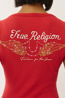 CRYSTAL WINGED HENLEY TEE, image 1