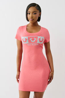 RIBBED CRYSTAL HORSESHOE DRESS, image 1