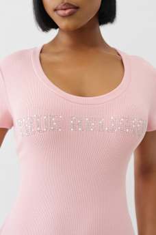 ARCHED LOGO RIBBED TEE DRESS, image 2