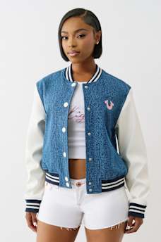 DENIM BUDDHA VARSITY JACKET, image 3