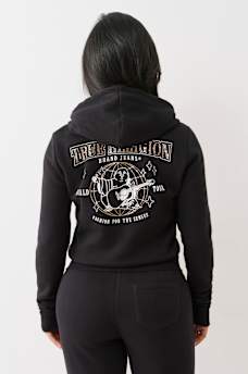 CRYSTAL GLOBAL LOGO ZIP HOODIE, image 6