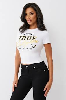 METALLIC LOGO BABY TEE, image 4