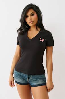 PUFF PRINT LOGO V NECK TEE, image 2