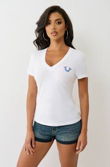 PUFF PRINT LOGO V NECK TEE, image 2