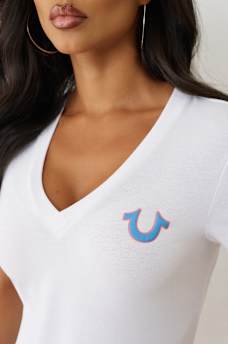 PUFF PRINT LOGO V NECK TEE, image 6