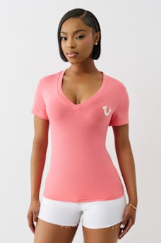 PUFF PRINT LOGO V NECK TEE, image 2
