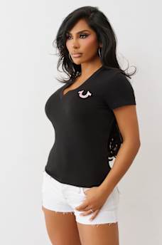 SCRIPT BUDDHA V NECK TEE, image 4
