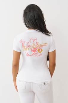 SCRIPT BUDDHA V NECK TEE, image 1
