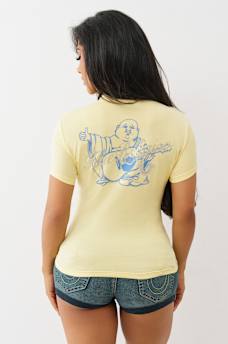SCRIPT BUDDHA V NECK TEE, image 5