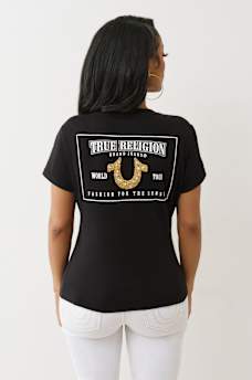CRUSHED CRYSTAL HORSESHOE TEE, image 5