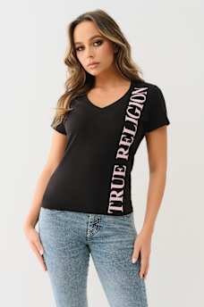 VERTICAL LOGO V NECK TEE, image 2