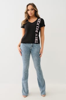 VERTICAL LOGO V NECK TEE, image 3
