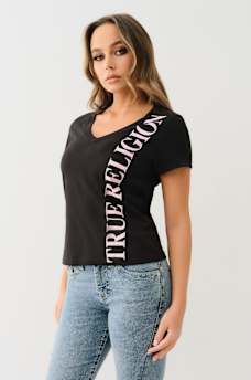 VERTICAL LOGO V NECK TEE, image 4