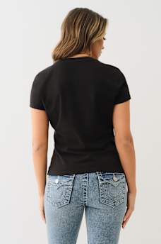 VERTICAL LOGO V NECK TEE, image 5